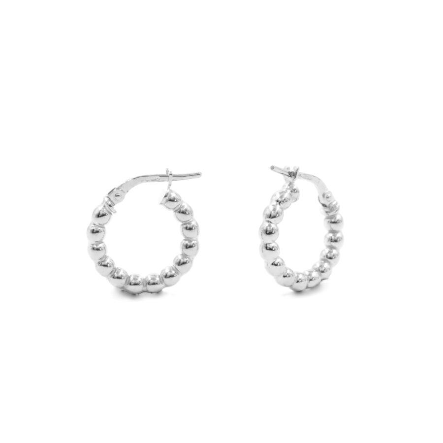 Orecchini cerchio a pallini in argento a baionetta 16mm – Rodiato