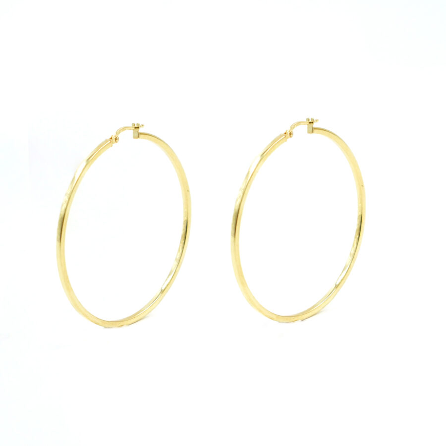 Orecchini cerchio in argento a baionetta 56mm – Dorato