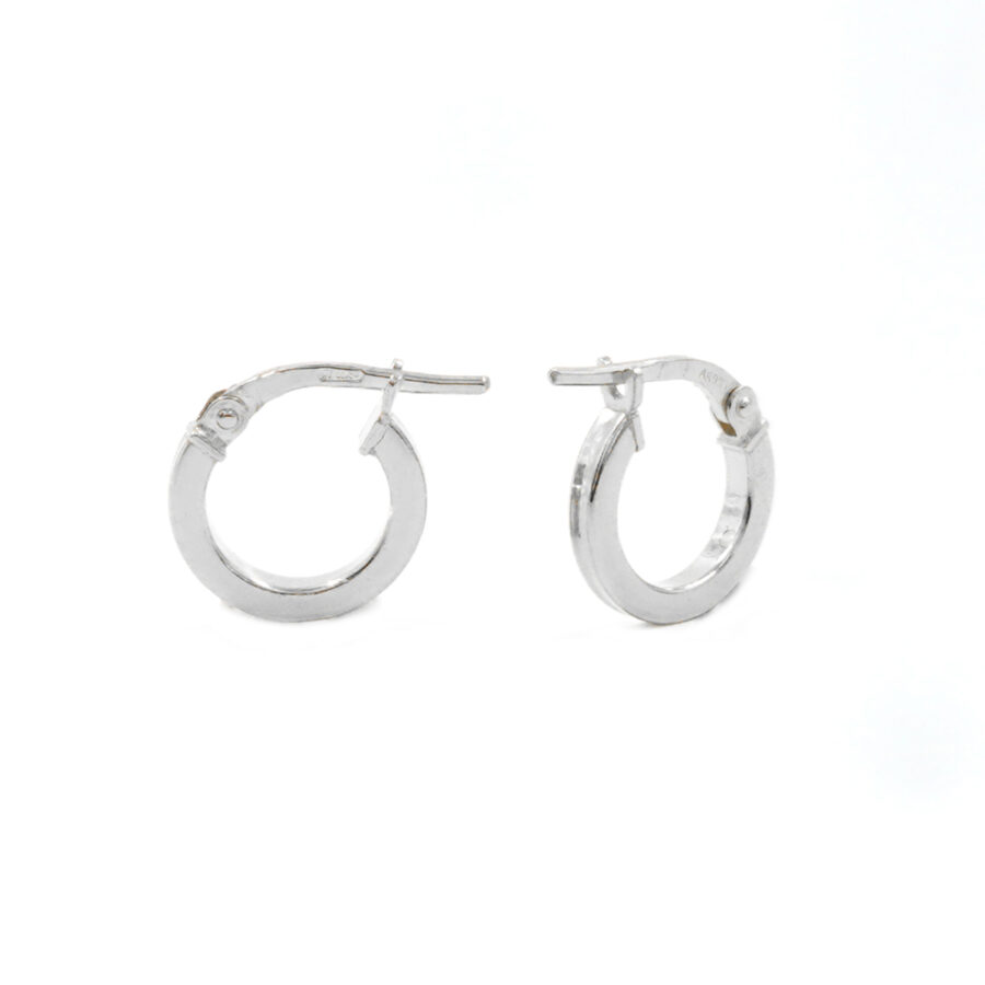 Orecchini cerchio in argento a baionetta 12mm – Rodiato