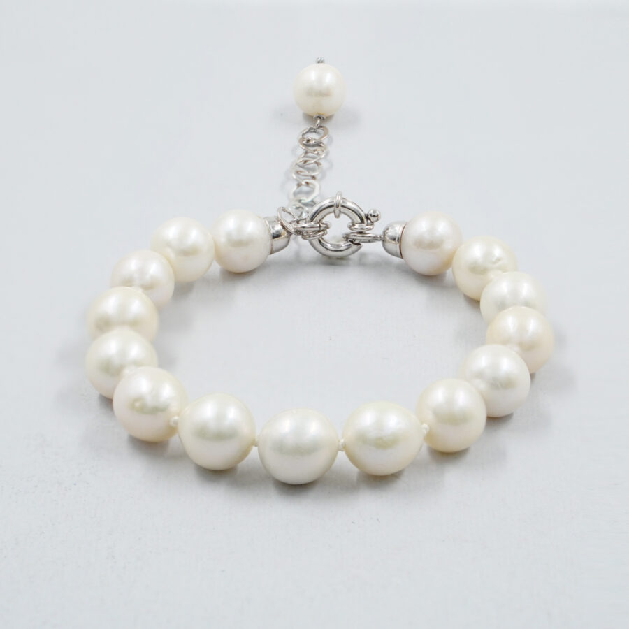 Bracciale con perle Edison, chiusura in argento – Rodiato