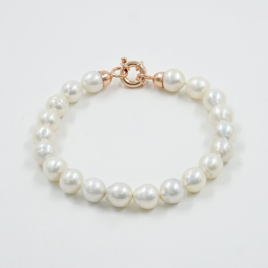 Bracciale con perle, chiusura in argento – Rosè