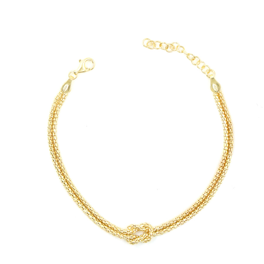 Bracciale in argento catena coreana annodata – Dorato