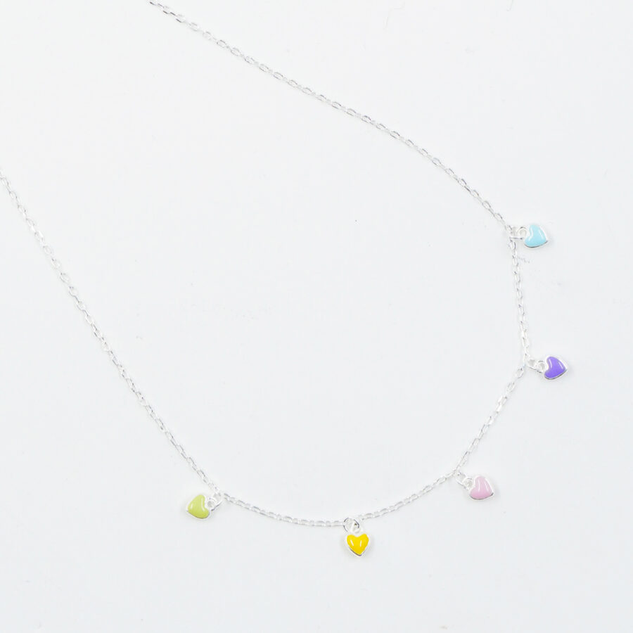 Collana in argento con cuori smaltati – Argentato