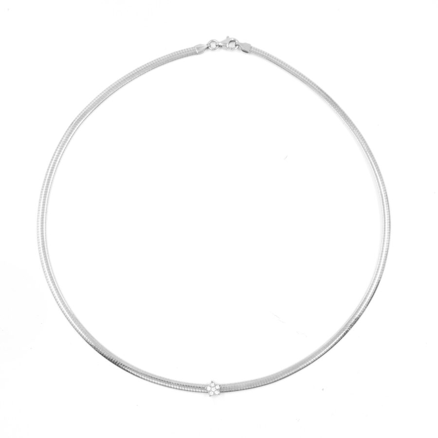 Collana catena Serpente in argentocon elemento stella con zirconi bianchi – Rodiato - immagine 2