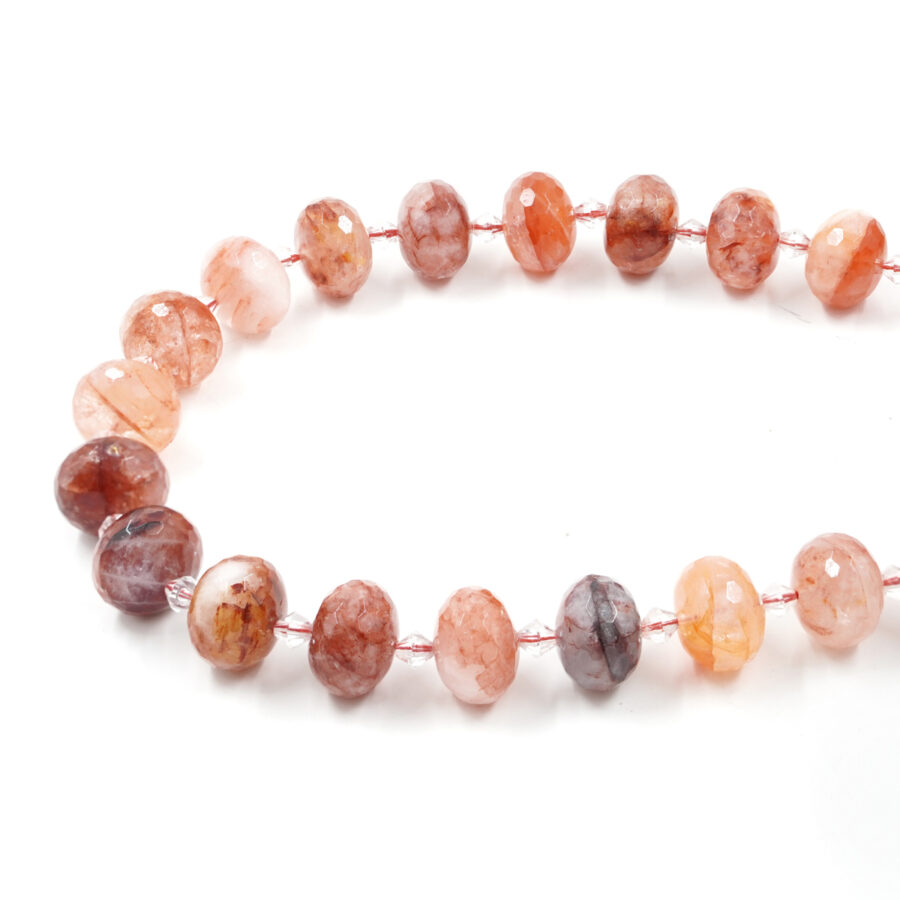 Quarzo Rutilato Rosso fili rondelle sfaccettate18x13mm