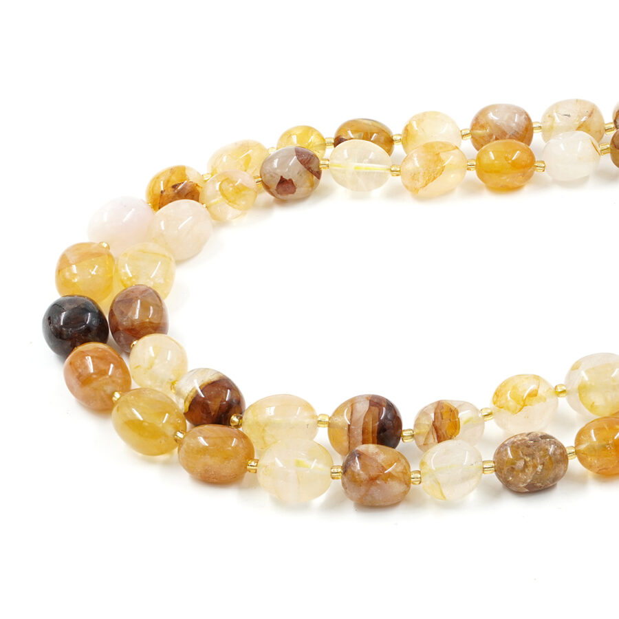 Quarzo Rutilato Giallo fili sassi 16x12mm