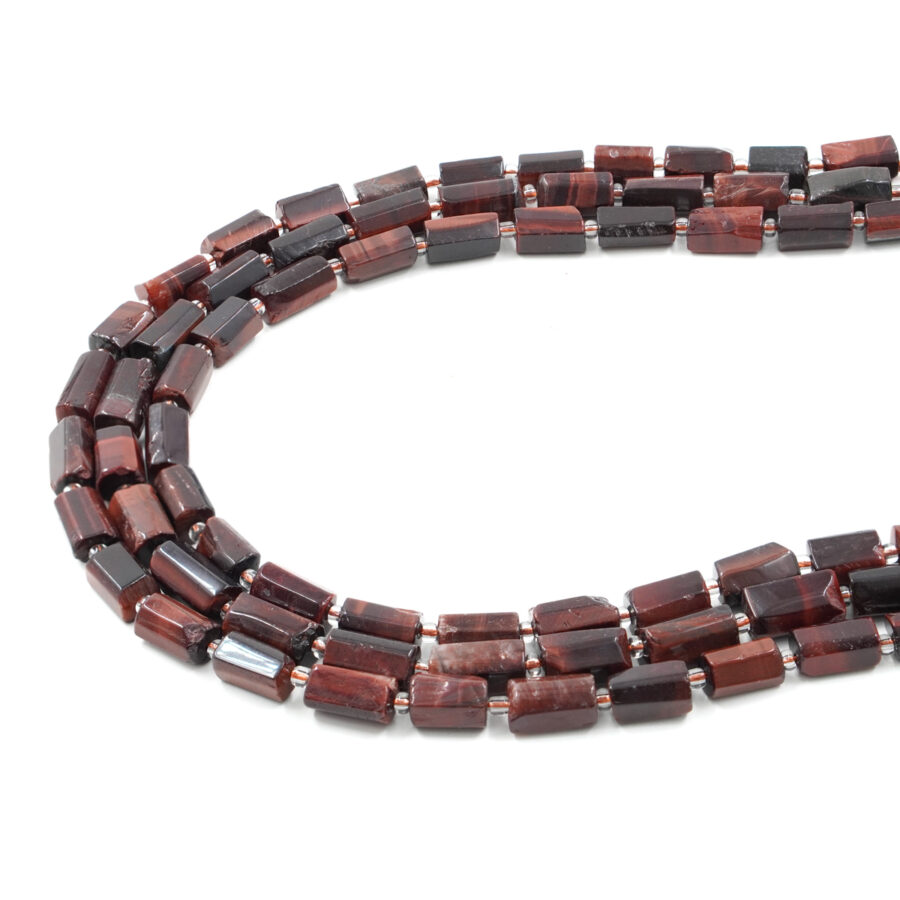 Occhio di Tigre Rosso fili cilindri sfacetati 14x7mm