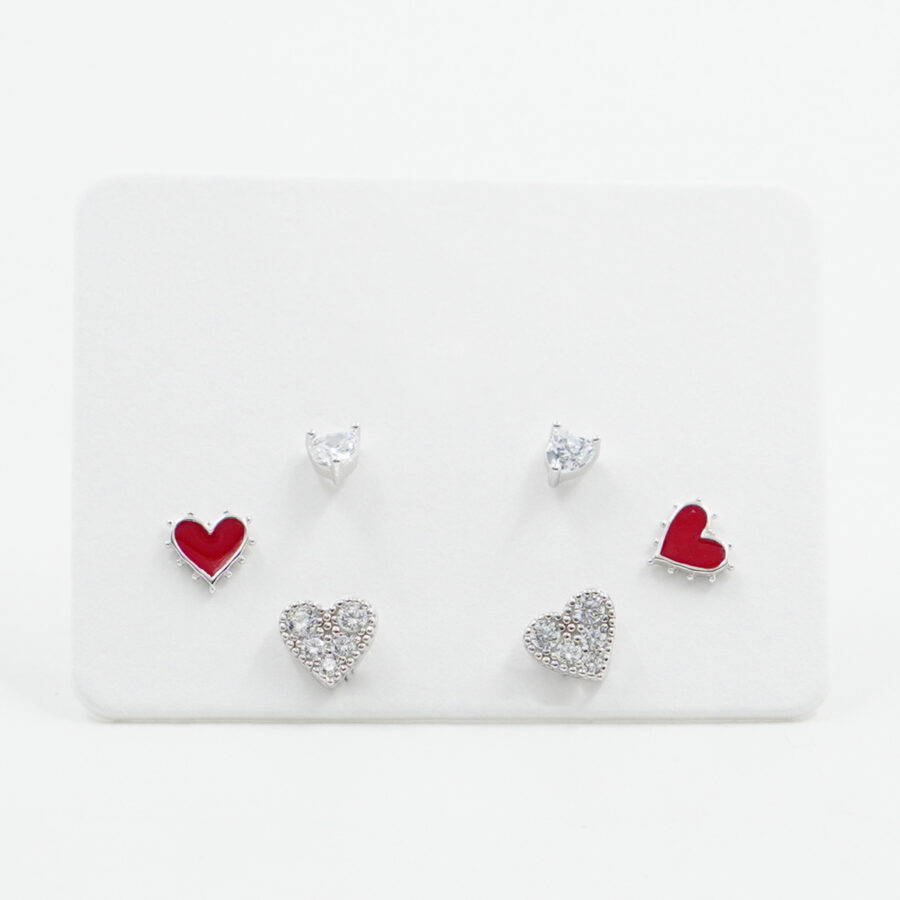 Set di Orecchini in argento cuore con zirconi – Rodiato