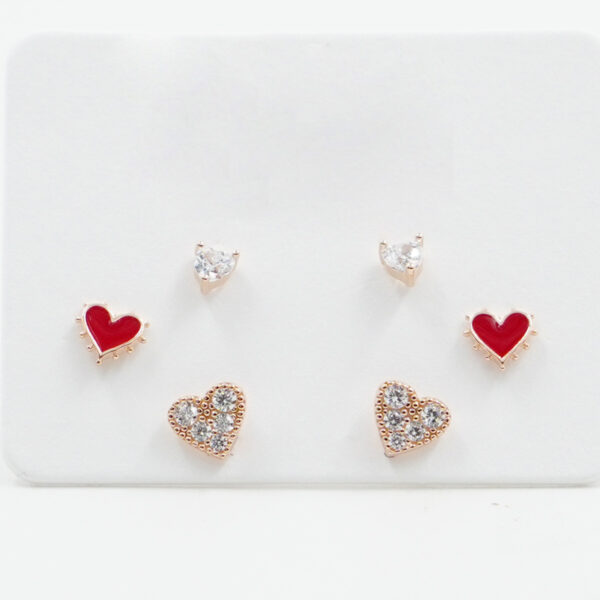 Set di Orecchini in argento cuore con zirconi – Rosè