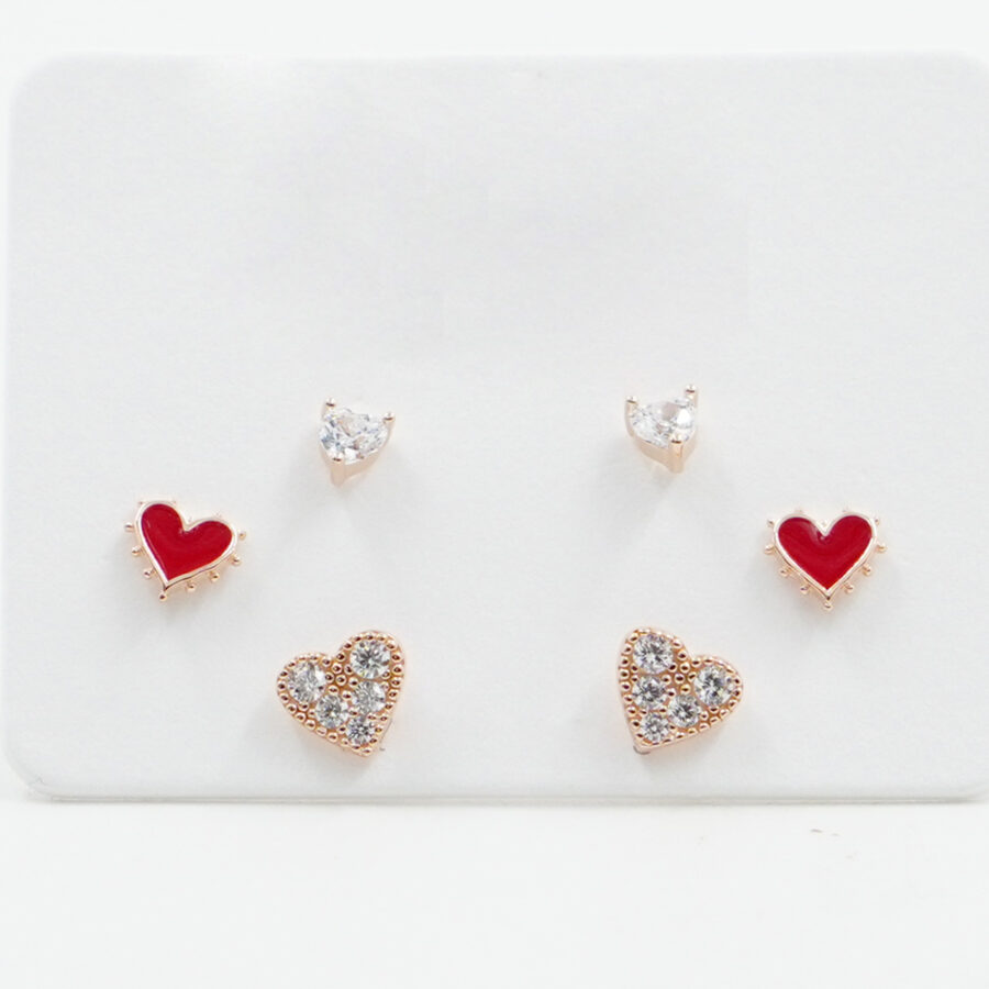 Set di Orecchini in argento cuore con zirconi – Rosè