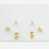 Set di Orecchini in argento cuore, orsacchiotto, punto luce con zirconi – Dorato