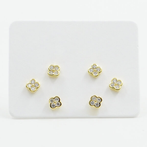 Set di Orecchini in argento fiore con zirconi – Dorato