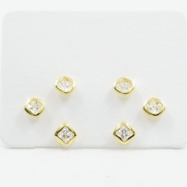 Set di Orecchini in argento rombo con zirconi – Dorato