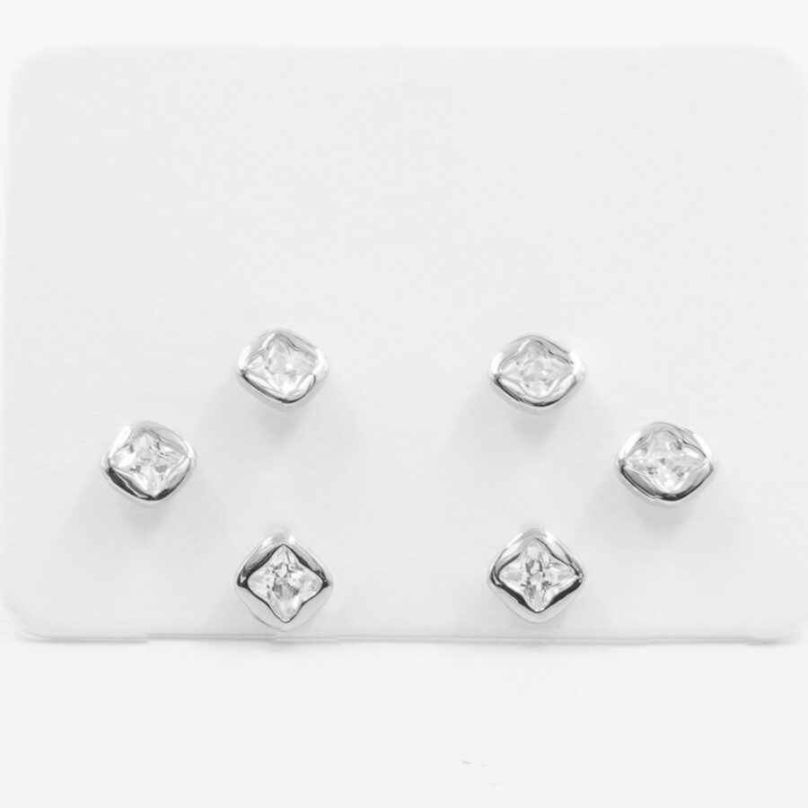 Set di Orecchini in argento rombo con zirconi – Rodiato