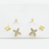 Set di Orecchini in argento fiore, punto luce con zirconi – Dorato