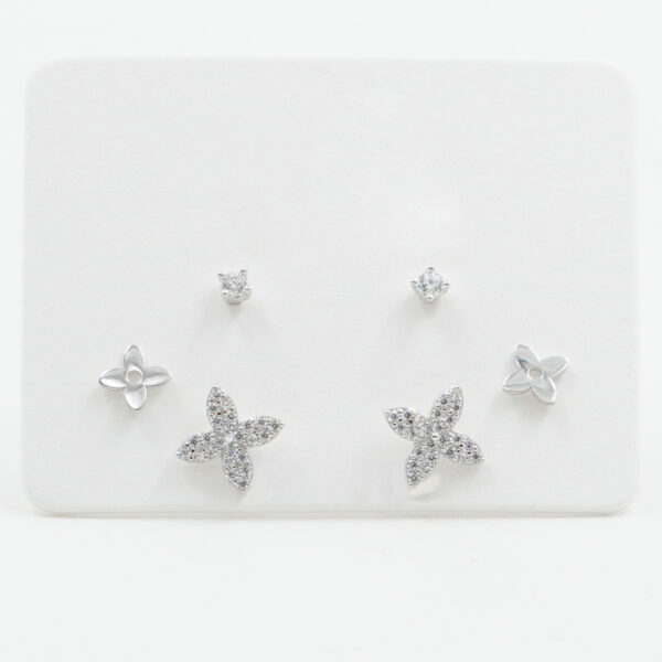 Set di Orecchini in argento fiore, punto luce con zirconi – Rodiato