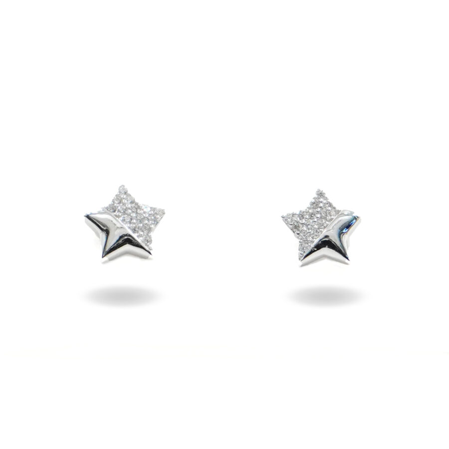 Orecchini in argento stella con zirconi - Rodiato
