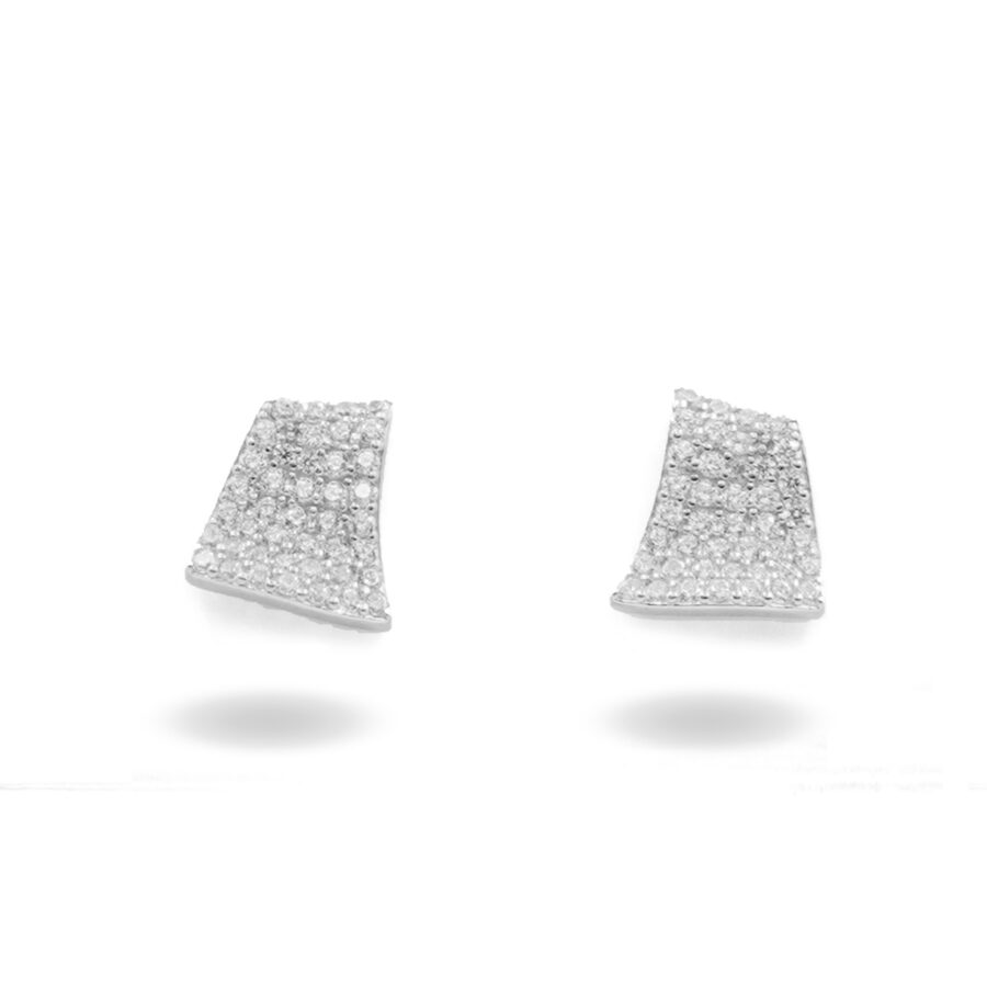 Orecchini in argento vela con zirconi – Rodiato