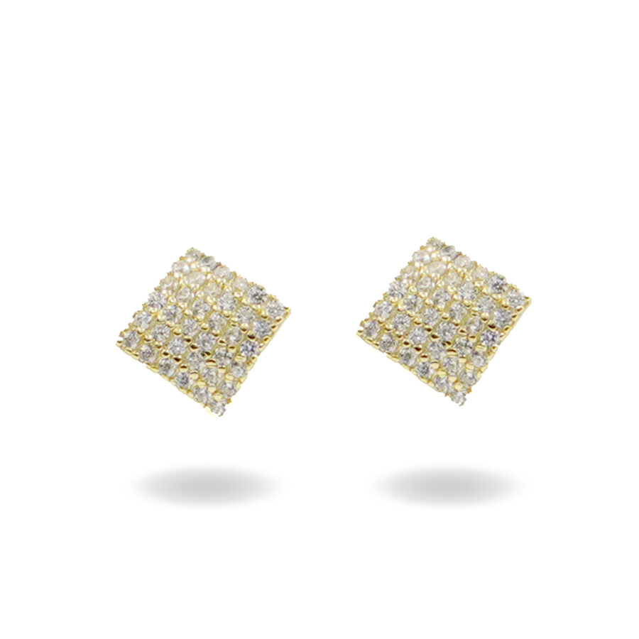 Orecchini in argento rombo con zirconi – Rodiato