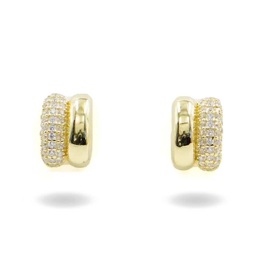 Orecchini in argento ponte con zirconi - Rodiato