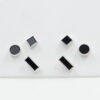 Set di Orecchini in argento, quadrato, cerchio, rettangolo con agata nera – Rodiato