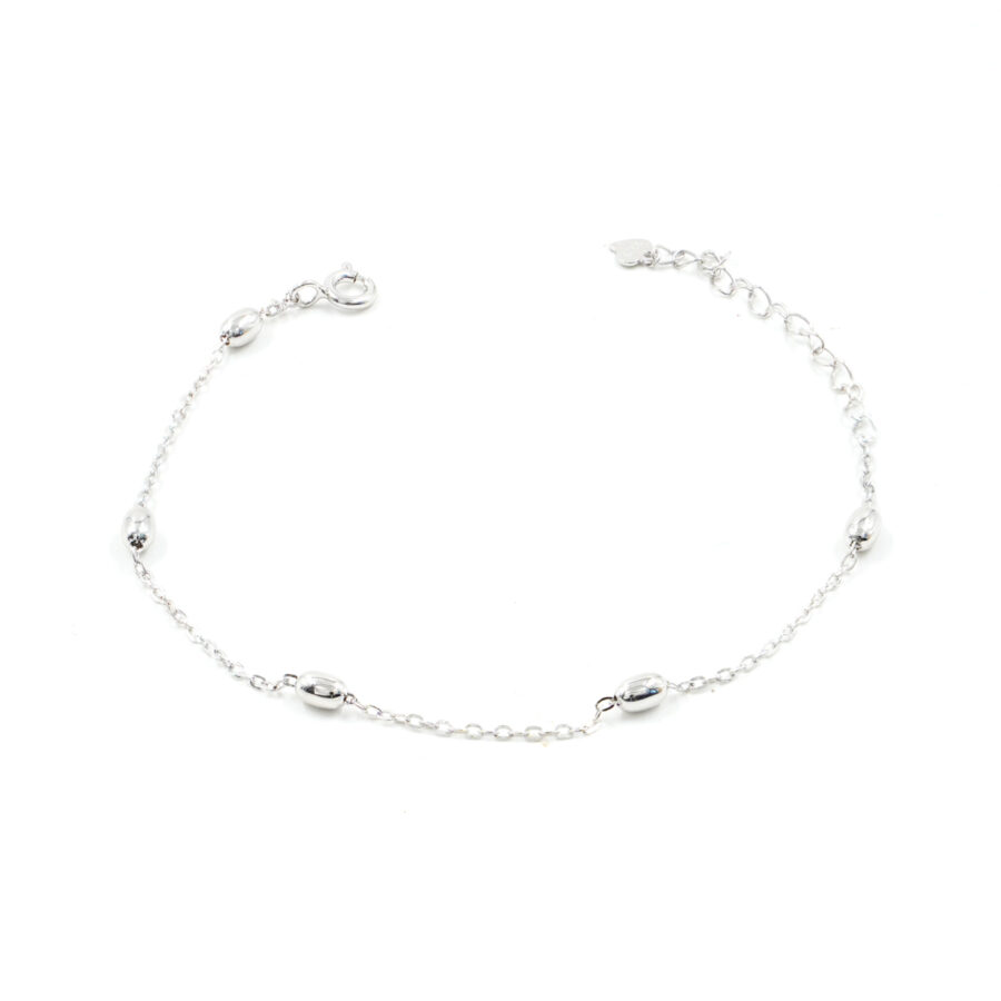Bracciale in argento con 5 ovali – Rodiato