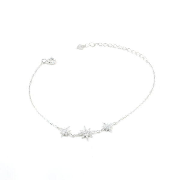 Bracciale in argento con stelle e zirconi bianchi – Rodiato