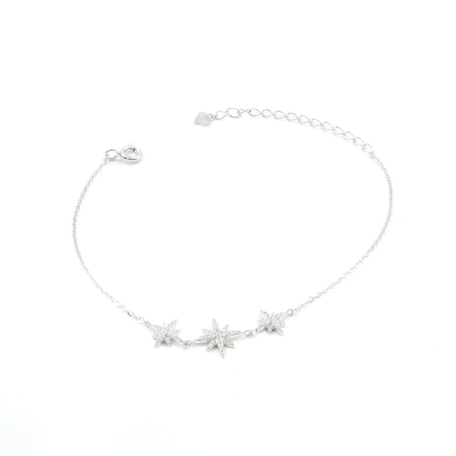 Bracciale in argento con stelle e zirconi bianchi – Rodiato