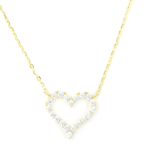 Collana in argento con ciondolo cuore con zirconi – Dorato
