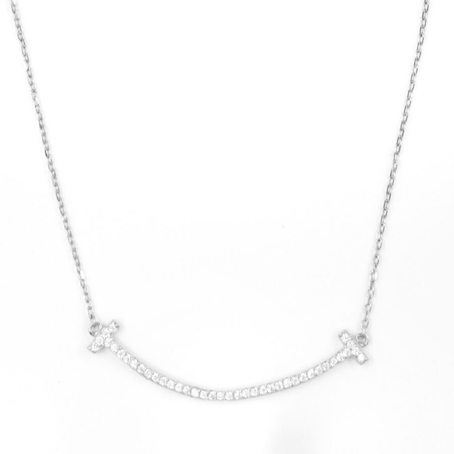 Collana in argento ponte con zirconi – Rodiato