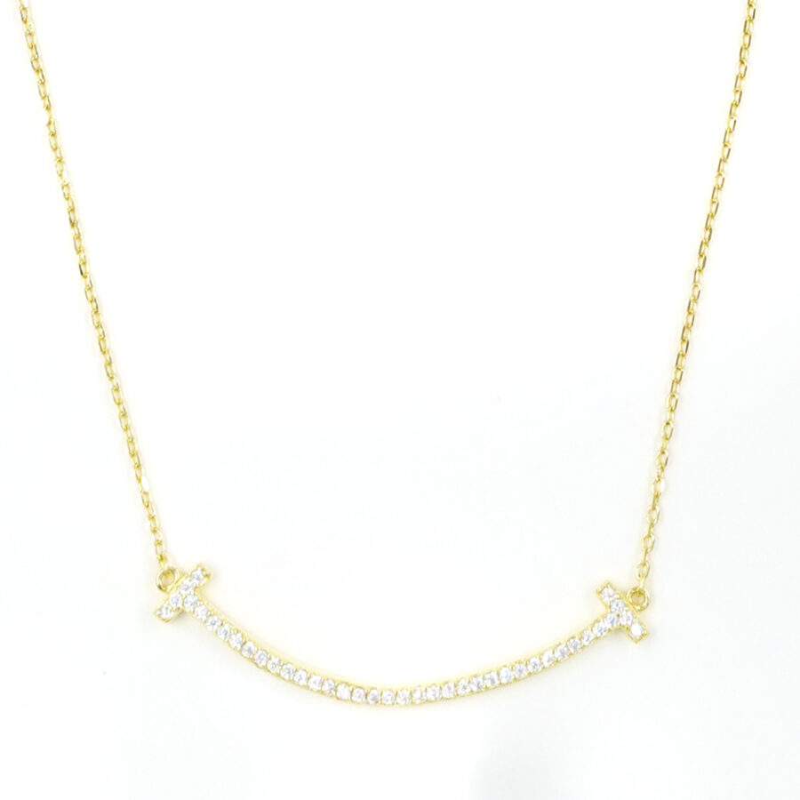 Collana in argento ponte con zirconi – Dorato