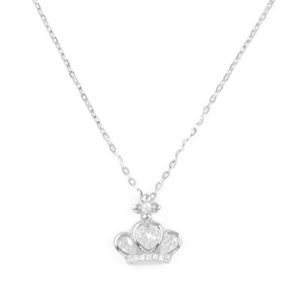 Collana in argento con ciondolo corona con zirconi – Rodiato