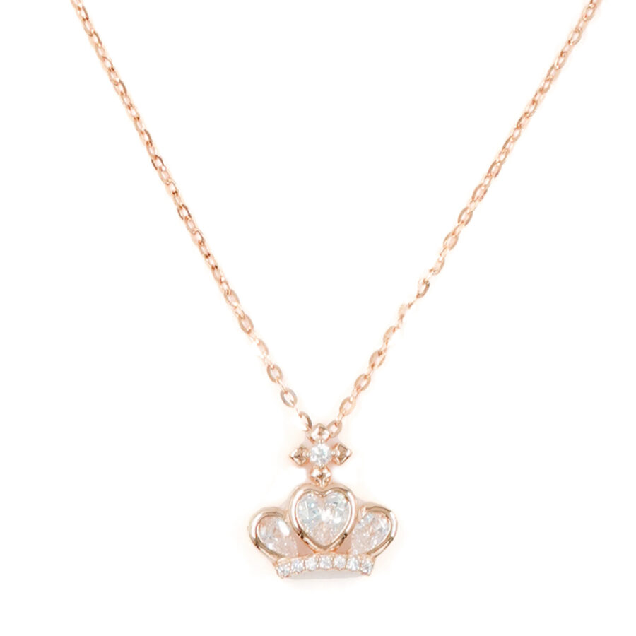 Collana in argento con ciondolo corona con zirconi – Rosè