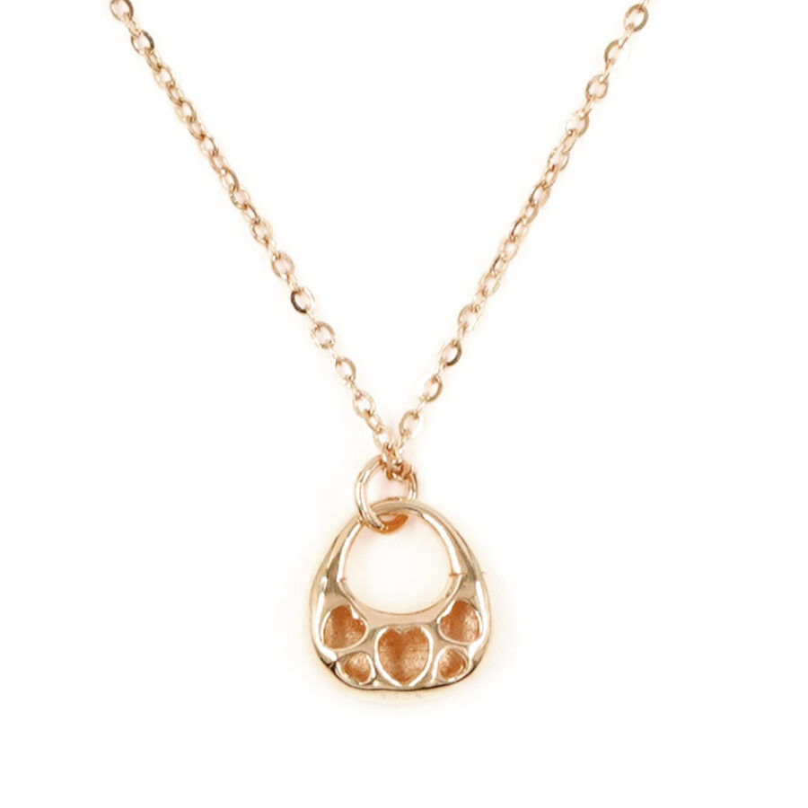 Collana in argento con ciondolo borsa forata con cuori – Rosè