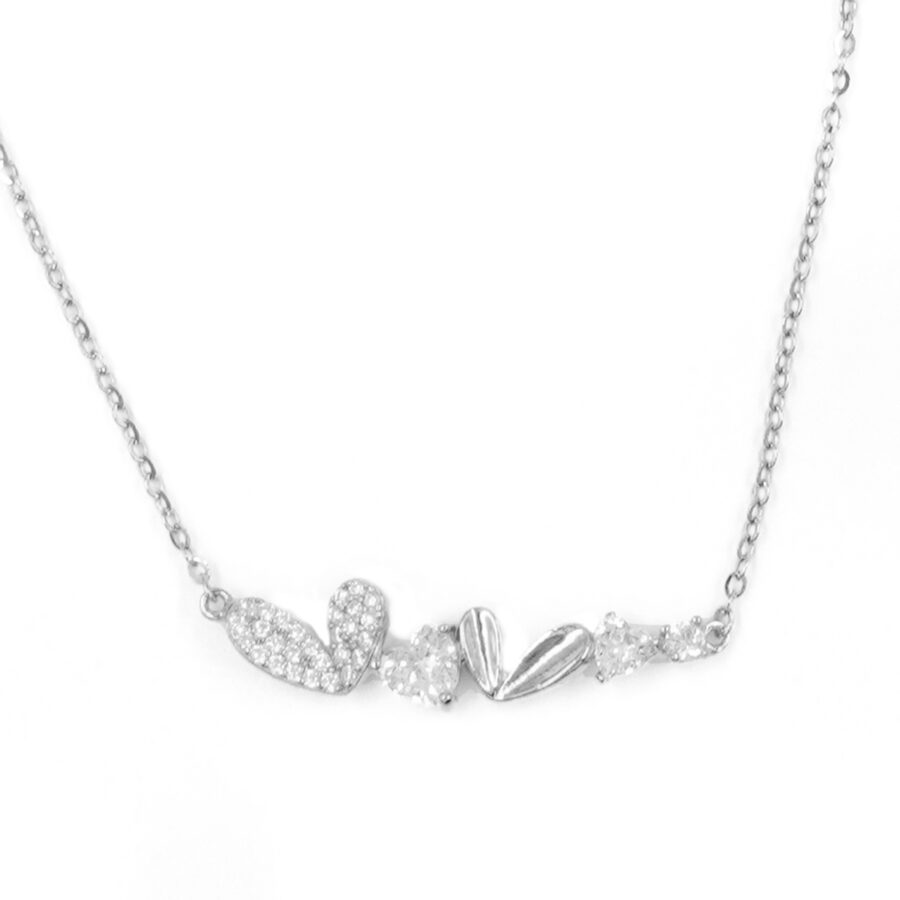 Collana in argento arco con cuori con zirconi – Rodiato