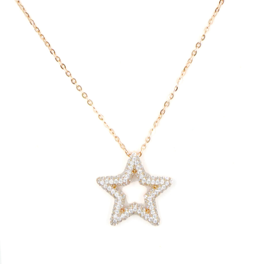 Collana in argento con ciondolo stella con zirconi – Rosè