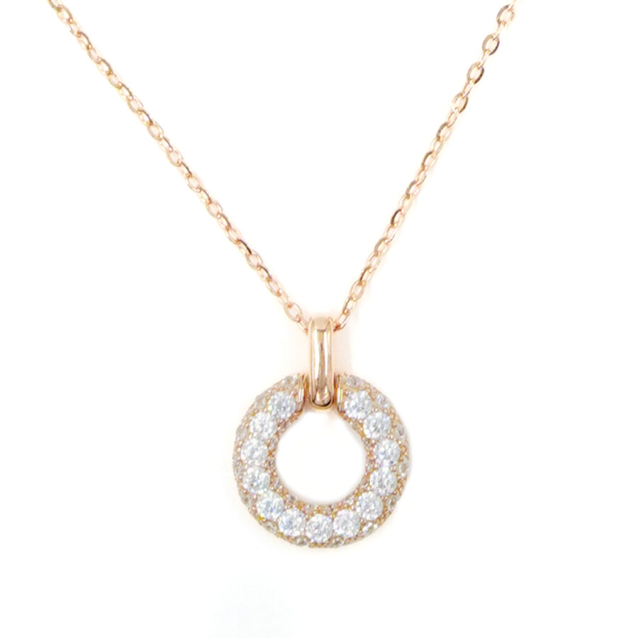 Collana in argento con ciondolo ciambella con zirconi – Rosè