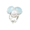 Anello in argento con acquamarina, perla – Rodiato