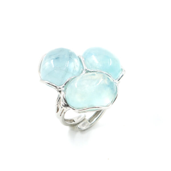 Anello in argento con acquamarina – Rodiato