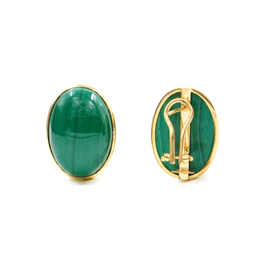 Orecchini in argento con malachite – Dorato