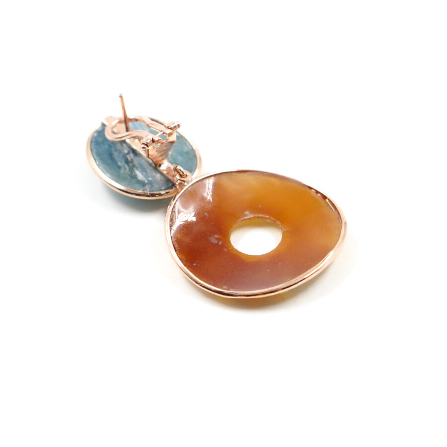 Orecchini in argento con cianite, cammeo inciso forma creola – Rosè - immagine 2