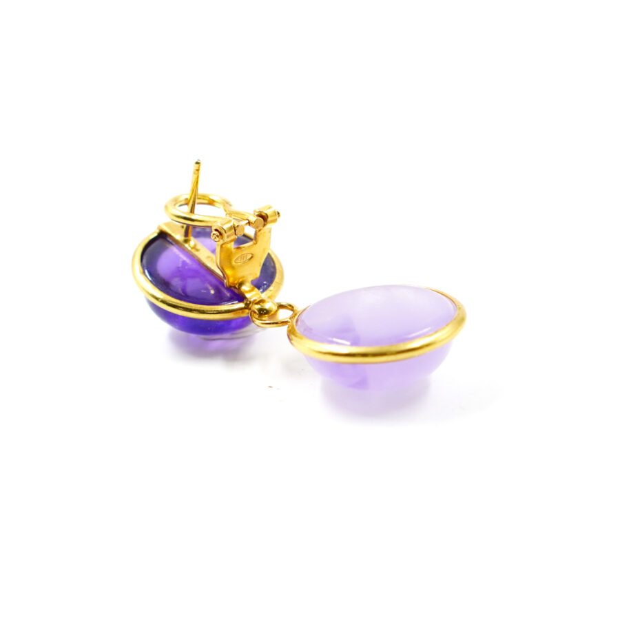 Orecchini in argento con ametista viola e lavanda – Dorato - immagine 2