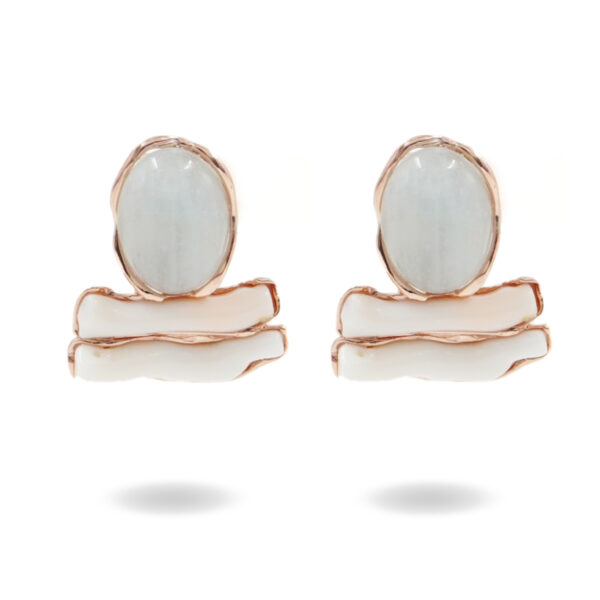 Orecchini in argento con acquamarina, corallo bianco  – Rosè