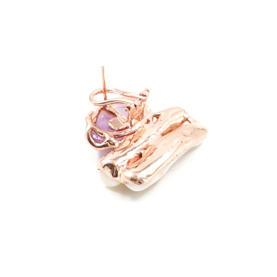 Orecchini in argento con kunzite, corallo bianco  – Rosè - immagine 2