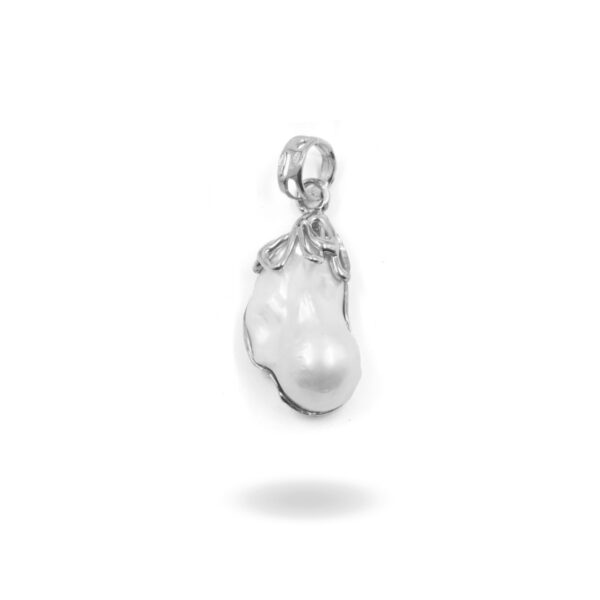 Pendente in argento con perla barocca - Rodiato