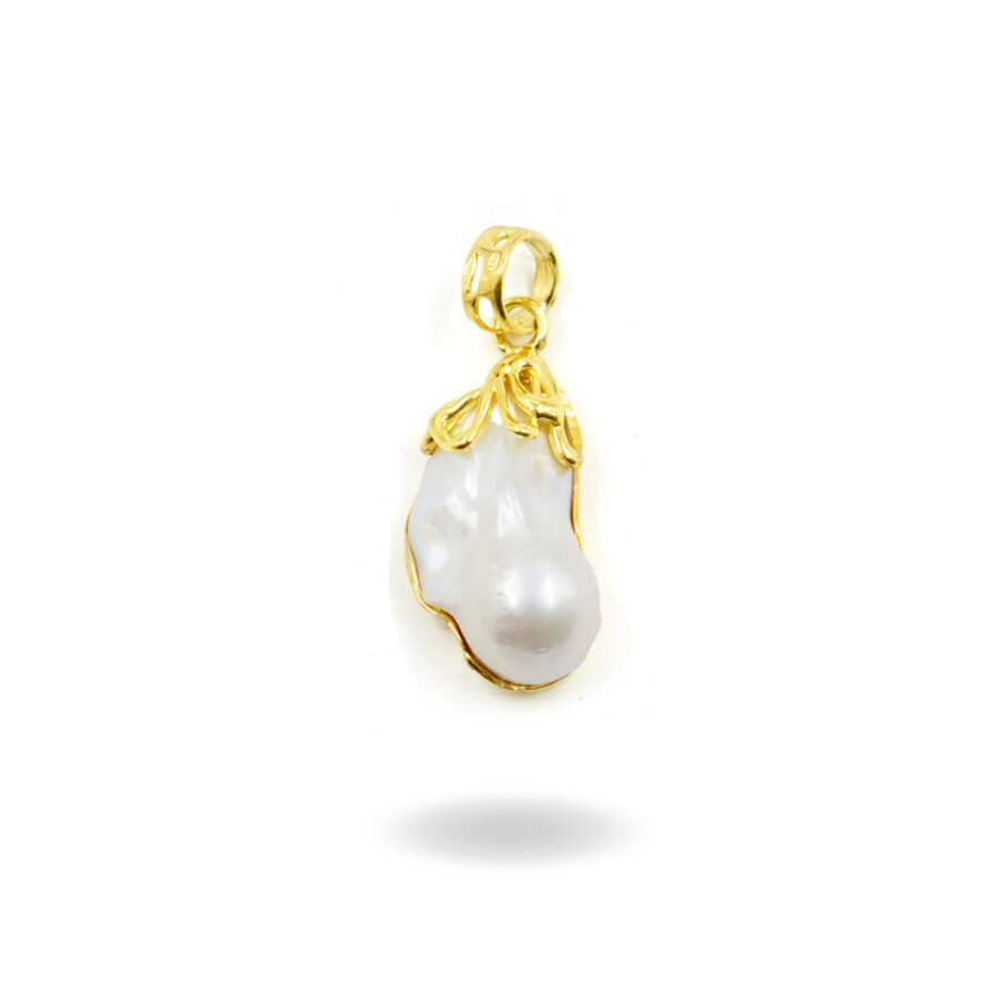 Pendente in argento con perla barocca – Dorato