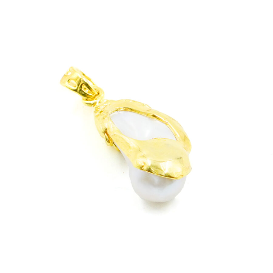 Pendente in argento con perla barocca – Dorato - immagine 2