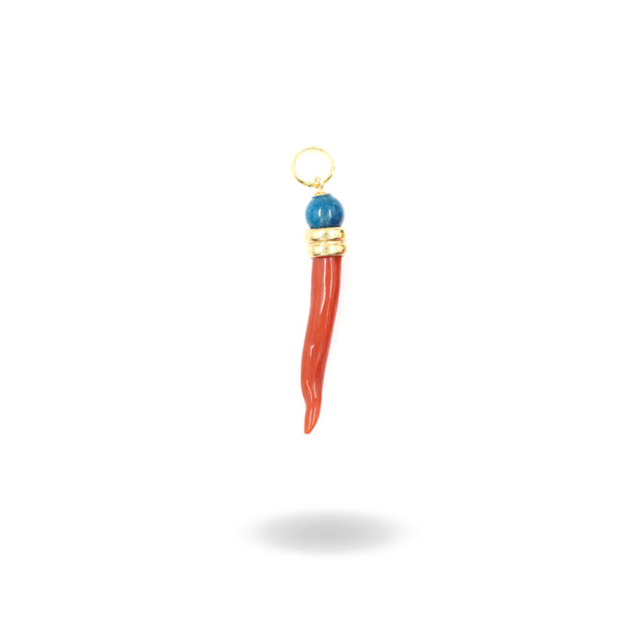 Pendente in apatite e corno di corallo – Dorato