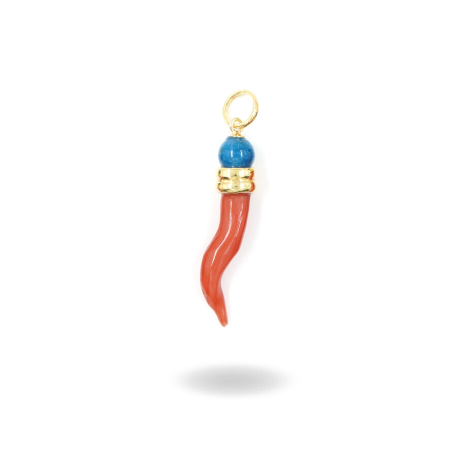 Pendente in apatite e corno di corallo – Dorato - immagine 2