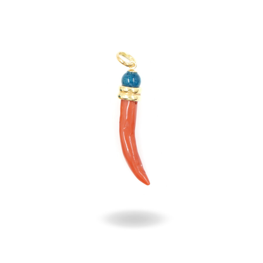 Pendente in apatite e corno di corallo – Dorato - immagine 3